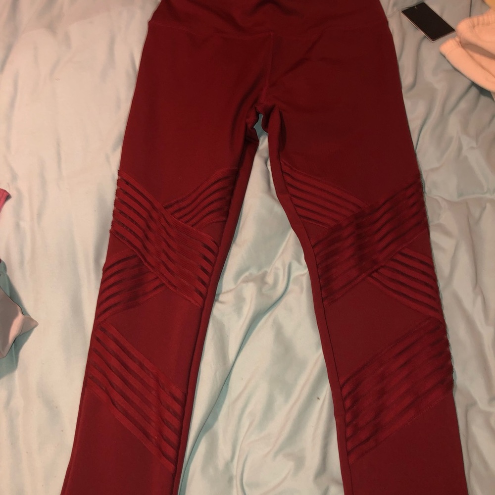Red athletic leggings